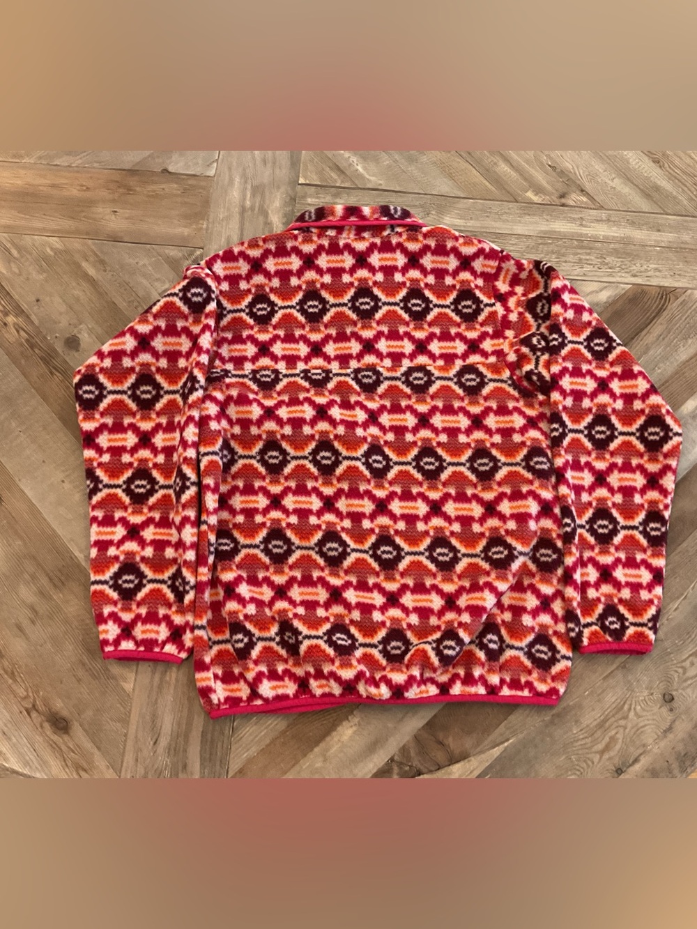 Patagonia Synchilla Snap-T Fleece Pullover Aztec Print Pink Orange - Picture 3 of 8